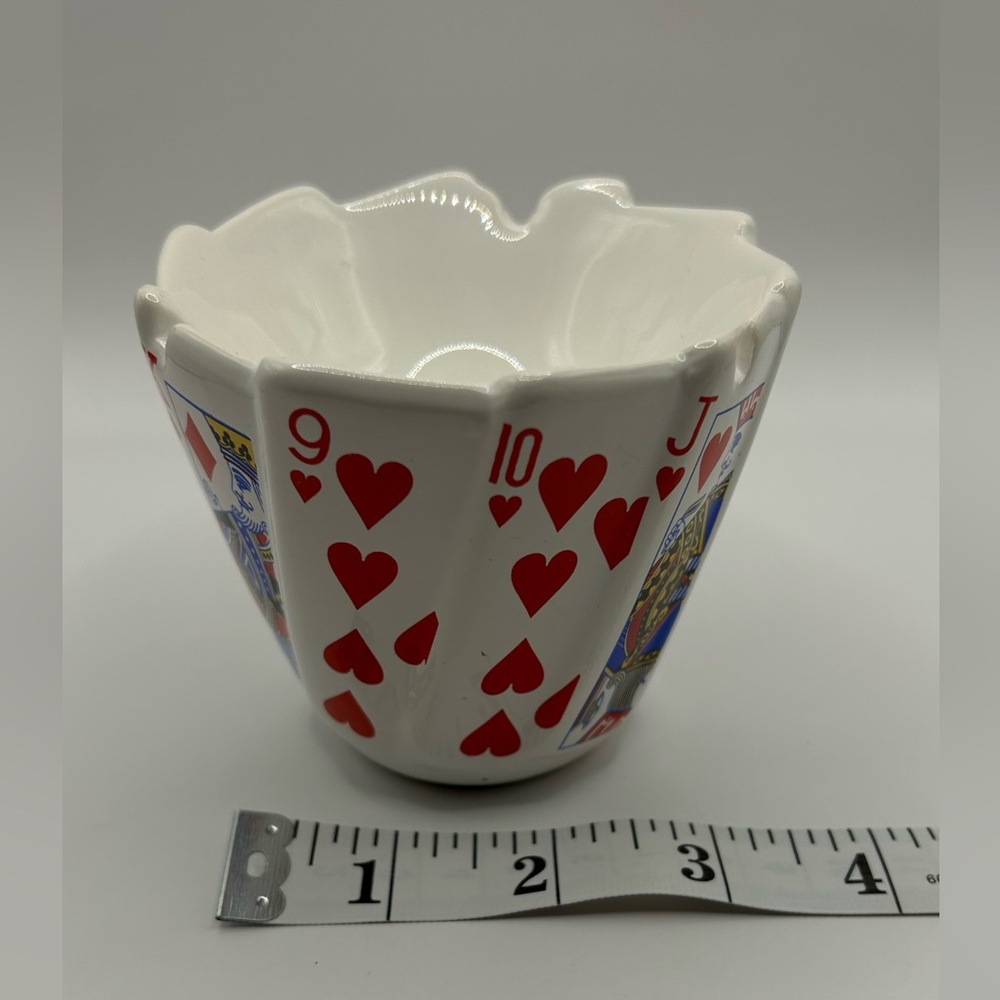 Rare Vintage Ceramic Ashtray  Playing Cards Wrapped Around It King Queen Jack